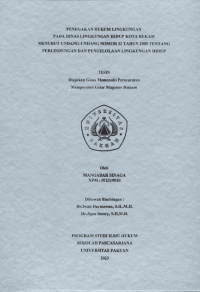 Penegakan Hukum Lingkungan pada Dinas Lingkungan Hidup Kota Bekasi Menurut UU No. 32 Tahun 2009 Tentang Perlindungan dan Pengelolaan Lingkungan Hidup
