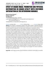 Effect of Brand Image, Promotion and Physical Distribution on Brand Loyalty with Customer Satisfaction as the Intervening Variable