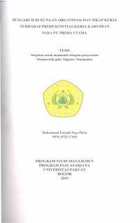 Pengaruh Dukungan Organisai Dan Sikap Kerja Terhadap Produktivitas Kerja Karyawan Pada PT. Prima Utama