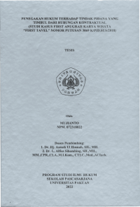 Penegakan Hukum Terhadap Tindak Pidana Yang Timbul Dari Hubungan Kontraktual (Studi Khusus First Anugrah Karya Wisata 