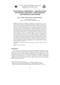 Professional Commitment – Organizational Mechanisms, Individual Characteristics And Individual Mechanisms