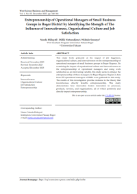 Entrepreneurship of Operational Managers of Small Business Groups in Bogor District by Identifying the Strength of The Influence of Innovativeness, Organizational Culture and Job Satisfaction