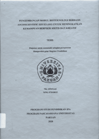 Pengembangan Modul Bioteknologi Berbasis Socioscientific issues (SSI) untuk Meningkatkan Kemampuan Berpikir Kritis dan Kreatif