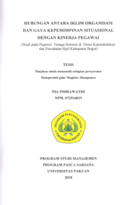 Hubungan Antara Iklim Organisasi Dan Gaya Kepemimpinan Situasional Dengan Kinerja Pegawai