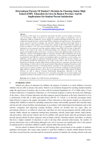 Determinant Parents of Student's Decision In Choosing Junior High School (SMP) Education Services in Banten Province And Its Implications on Student Parent Satisfaction