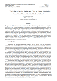 The Effect of Service Quality and Price on Patient Satisfaction