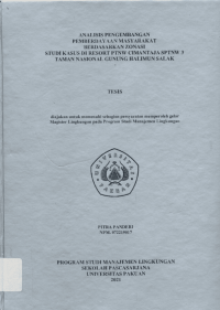 Analisis Pengembanga Pemberdayaan masyarakat Berdasarkan Zonasi Studi Kasus di Resort PTNW Cimantaja SPTNW 3 Taman nasional Gunung Halimun Salak