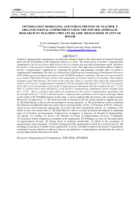 Optimization Modelling And Strengthening Of Teacher ‘S Organizational Commitment Using The Pop Sdm Approach:Research On Teacher’s Private Islamic High School In City Of Bogor