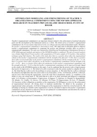 Optimization Modelling And Strengthening Of Teacher ‘S Organizational Commitment Using The Pop Sdm Approach:Research On Teacher’s Private Islamic High School In City Of Bogor