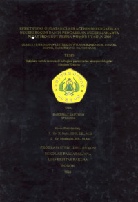 Efektivitas Gugatan Class Action Di Pengadilan Negeri Bogor Dan Di |Pengadilan Negeri Jakarta Pusat Menurut Perma Nomor 1 Tahun 2022 (Kasus Pemadaman Listrik Di Wilayah Jakarta, Bogor, Depok, Tanggerang Dan Bekasi)
