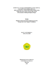 Hubungan antara Kepemimpinan Situasional dan Kepuasan Kerja dengan Organizational Citizenship Behavior (OCB) Studi Pada Guru Tetap Yayasan SMK Swasta di Kecamatan Cibinong Kabupaten Bogor