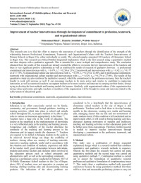 Improvement of teacher innovativeness through development of commitment to profession, teamwork,and organizational culture