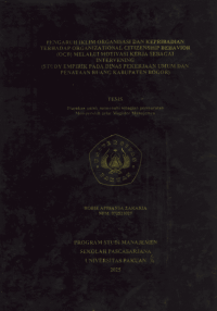Pengaruh Iklim Organisasi dan Kepribadian Terhadap Organizational Citizenship Behavior (OCB) Melalui Motivasi Kerja Sebagai Intervening (Study Empirik Pada Dinas Pekerjaan Umum dan Penataan Ruang Kabupaten Bogor)