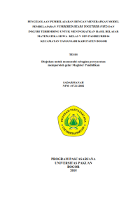 Pengelolaan Pembelajaran dengan Menerapkan Model Pembelajaran Numbered Head Together (NHT) dan Inkuiri Terbimbing untuk Meningkatkan Hasil Belajar Matematika Siswa Kelas V SDN Pasireurih 04 Kecamatan Tamansari Kabupaten Bogor