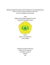 Implikasinya Perubahan Badan Hukum Perusahaan daerah Dikaitkan dengan UU No 23 2014 tentang Pemerintahan Daerah