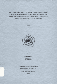 Analisis Yuridis Pasal 9 UU Nomor 23 Tahun 2004 Tentang KDRT Yang mengakibatkan Terjadinya Penelantaran Terhadap Istri Sehingga Terjadinya Pengajuan GUgat Cerai Pada Pengadilan Agama Cibinong