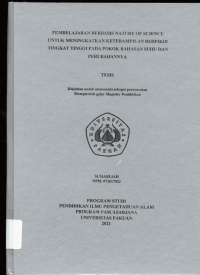 Pembelajaran berbasis Nature of Science untuk Meningkatkan keterampilan Berpikir Tingkat Tinggi pada Pokok bahasan Suhu dan Perubahannya
