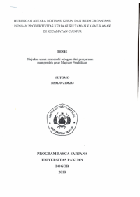 Hubungan antara motivasi kerja dan iklim organisasi dengan produktivitas kerja guru Taman Kanak-kanak di kecamata Cianjur