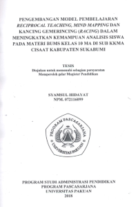 Pengembangan Model Pembelajaran Reciprocal teaching, Mind Mapping Dan Kancing Gemerincing (Racing) dalam Meningkatkan Kemampuan Analisis Siswa Pada Materi BUMS Kelas 10 MA di Sub KKMA Cisaat Kabupaten Sukabumi