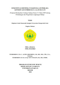 Efektivitas Sertifikat Hakin dalam Perkara Konservasi Sumber Daya Alam Hayati (Tinjauan Berdasarkan UU Nomor 32 Tahun 2009 tentang Perlindungan dan pengelolaan Lingkungan Hidup)