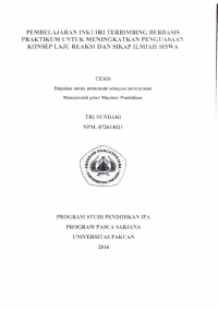 Pembelajaran inkuiri terbimbing berbasis praktikum untuk meningkatkan penguasaan konsep laju reaksi dan sikap ilmiah siswa