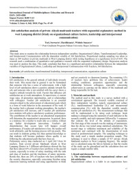Job satisfaction analysis of private Aliyah madrasah teachers with sequential explanatory method in west Lampung district (Study on organizational culture factors, leadership and interpersonal communication)