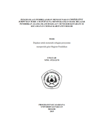 Pengelolaan Pembelajaran menggunakan Cooperative Script dan Make a Match guna Meningkatkan Hasil Belajar Pendidikan Agama Islam di kelas V SD Negeri Kotabatu 02 Kecamatan Ciomas Kabupaten Bogor