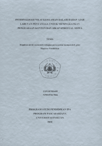 Internalisasi Nilai Keislaman Dalam Bahan Ajar Larutan Penyangga Untuk Meningkatkan Penguasaan Konten Dan Sikap Spiritual Siswa