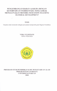 Pengembangan bahan ajar ipa dengan keterpaduan WEBBED pada tema gerak menggunakan metode FOUR STEPS TEACHING MATERIAL DEVELOPMENT