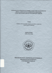 peningkatan efektivitas pembelajaran melalui supervisi kepala sekolah dan kompetensi pedagogik guru smpn di kecamatan jati asih kota bekasi
