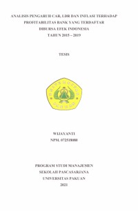 Analisis Pengaruh CAR, LDR, dan Inflansi terhadap Profitabilitas Bank yng terdaftar di Bursa Efek Indonesia tahun 2015-2019