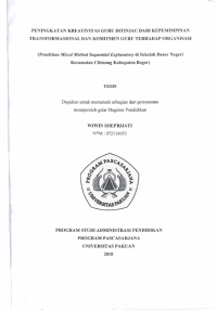 Peningkatan Kreativitas Guru Ditinjau dari Kepemimpinan Transformasional dan Komitmen Guru terhadap Organisasi