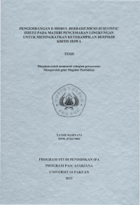 Pengembangan E-Modul Berbasisi Sicio-Scientific Issues Pada Materi Pencemaran LIngkungan Untuk Meningkatkan Keteramilan Berpikir Kritis Siswa