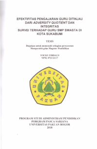 Efektifitas Pengajaran Guru Ditinjau Dari Adversity Quotient Dan Intergritas Survei Terhadap Guru Smp Swasta Di Kota Sukabumi