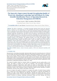 The Innovative Improvement through Strengthening Quality of Work Life, Situational Leadership, and Self-Efficacy by Using Scientific Identification Theory of Operation Research in Education Management (SITOREM)