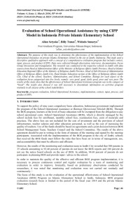 Evaluation of School Operational Assistance by using CIPP Model in Indonesia Private Islamic Elementary School