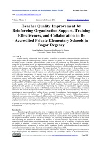 Teacher Quality Improvement by Reinforcing Organization Support, Training Effectiveness, and Collaboration in BAccredited Private Elementary Schools in Bogor Regency