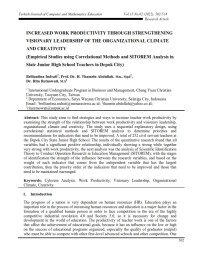 INCREASED WORK PRODUCTIVITY THROUGH STRENGTHENING VISIONARY LEADERSHIP OF THE ORGANIZATIONAL CLIMATE AND CREATIVITY (Empirical Studies using Correlational Methods and SITOREM Analysis in State Junior High School Teachers in Depok City)
