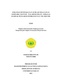 Strategi Peningkatan Jumlah Wisatawan Geoprak Ciletuh-Palabuhanratu sebagai Dampak Pengaruh Pembangunan Tol Bocimi