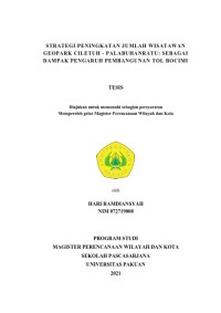 Strategi Peningkatan Jumlah Wisatawan Geoprak Ciletuh-Palabuhanratu sebagai Dampak Pengaruh Pembangunan Tol Bocimi