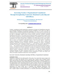 Increasing Teacher`s Organizational ommitment Through Strengthening Teamwork, Situational Leadership and  Self-Efficacy
