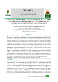 MODELING AND OPTIMIZATION OF PRINCIPAL SUPERVISION (EMPIRICAL STUDY USING THE POP-SDM APPROACH AT VOCATIONAL HIGH SCHOOLS IN BOGOR REGENCY)