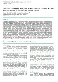 Improving Non-Formal Education Services Sanggar Learning Activities Through Program Evaluation Using the Cipp Method