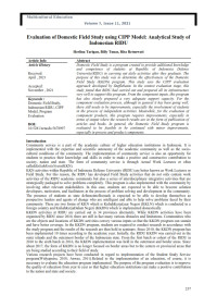 Evaluation of Domestic Field Study using CIPP Model: Analytical Study of  Indonesian RIDU