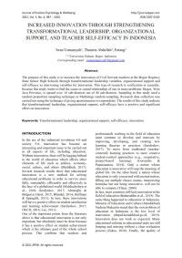 Increased Innovation Through Strengthening Transformational Leadership, Organizational Support, And Teacher Self-Efficacy In Indonesia