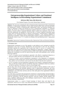 Entrepreneurship,Organizational Culture and Emotional Intelligence in Determining Organizational Commitment