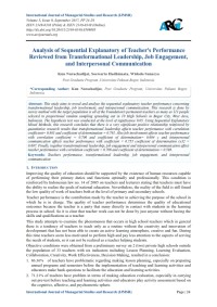 Analysis of Sequential Explanatory of Teacher's Performance Reviewed from Transformational Leadership, Job Engagement, and Interpersonal Communication