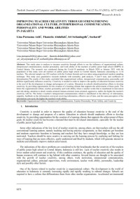 Improving Teacher Creativity Through Strengthening Organizational Culture, Interpersonal Communication, Personality And Work Abilities  In Jakarta