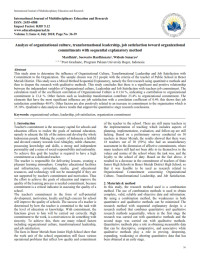 Analyze of organizational culture, transformational leadership, job satisfaction toward organizational commitments with sequential explanatory method