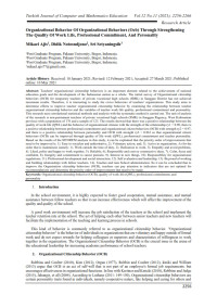 Organizational Behavior Of Organizational Behaviors (OCB) Through Strengthening  The Quality Of Work Life, Professional Commitment, And Personality
